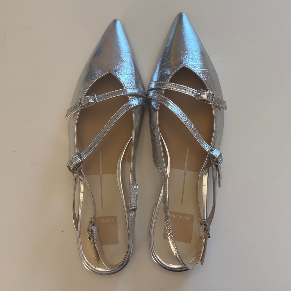 Dolce Vita Metallic Silver Slingback Flats - Picture 6 of 6